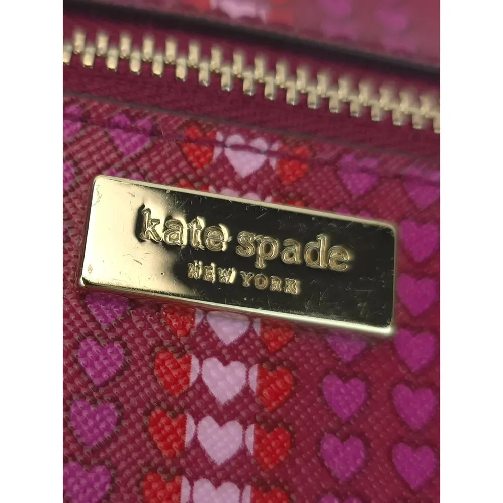 Kate Spade‎ New York Wristlet Tini Shore Street Heart Stripes Red Pink Cranberry